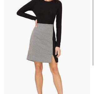 WINTER FALL VIBES NEW Halogen Houndstooth Check Mixed Media Skirt size L